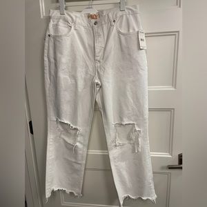 BNWT Free People Distressed Crop in Optic White Size 31